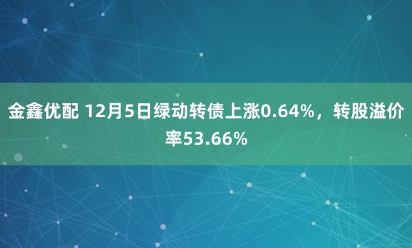 金鑫优配 12月5日绿动转债上涨0.64%，转股溢价率53.66%